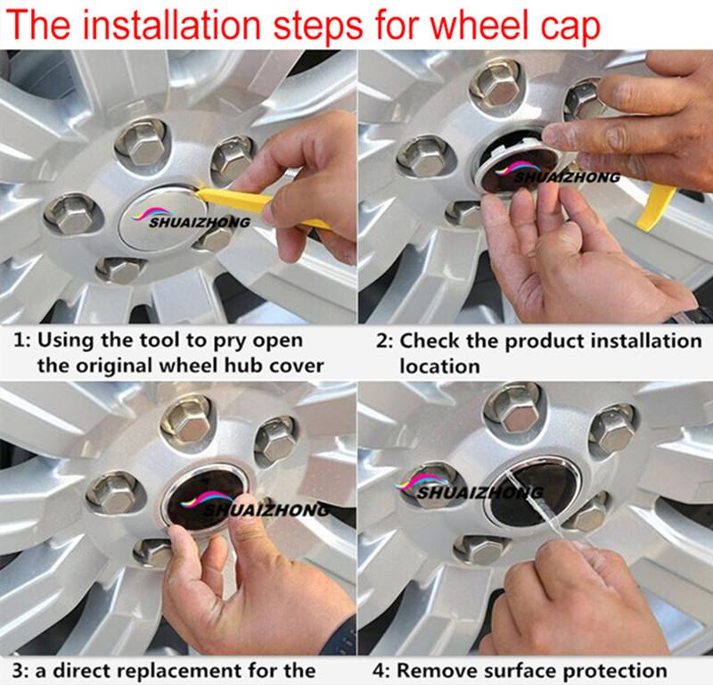 4pcs 3D 56mm 60mm 65mm 68mm Car Logo Wheel Center Hub Cap Rim Badge Covers Refit Emblem Decoration Sticker Auto Accessories BL
