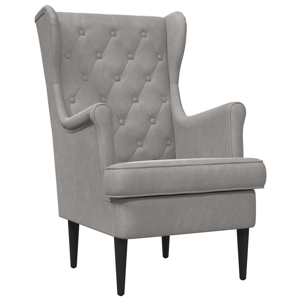 Armchair Light Grey Velvet
