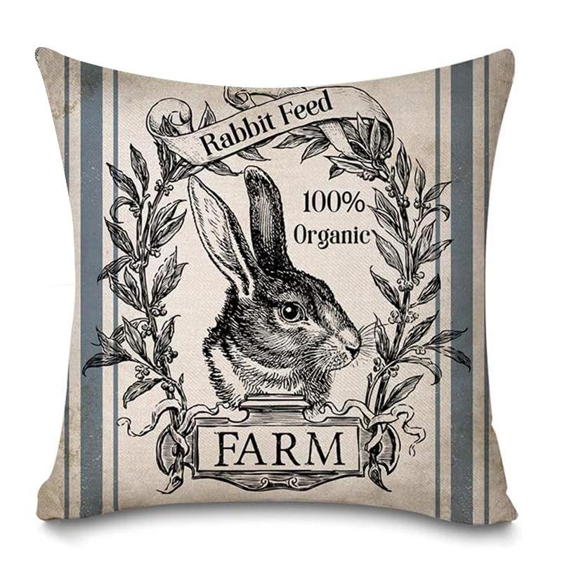 

New Easter Pillow Cute Cartoon Rabbit Easter Egg Pillow Cover Linen Sofa Bedside Cushion Cover 40 * 40Cm pillowcase + pillow core