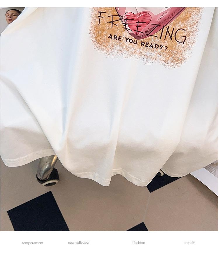 Plus Size Mid-Length Loose Fit Short Sleeve T-Shirt for Women, Slimming Design, Round Neck, Available in 200/300/350 Jin