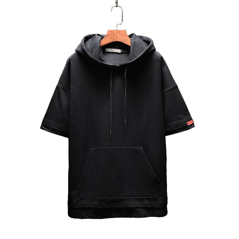 Summer Men's Casual Loose Large Size Hooded Short-sleeved T-shirt