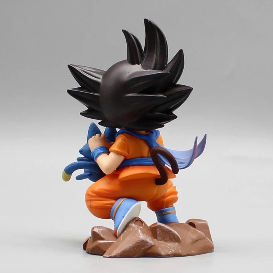 14cm Dragon Ball Child Goku Figure with Pura Yamcha - Anime PVC Model Toy Desk Decoration Statue Gift for Fans