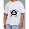 Cotton T Shirt White Black Cartoon Spider Print for Casual Wear