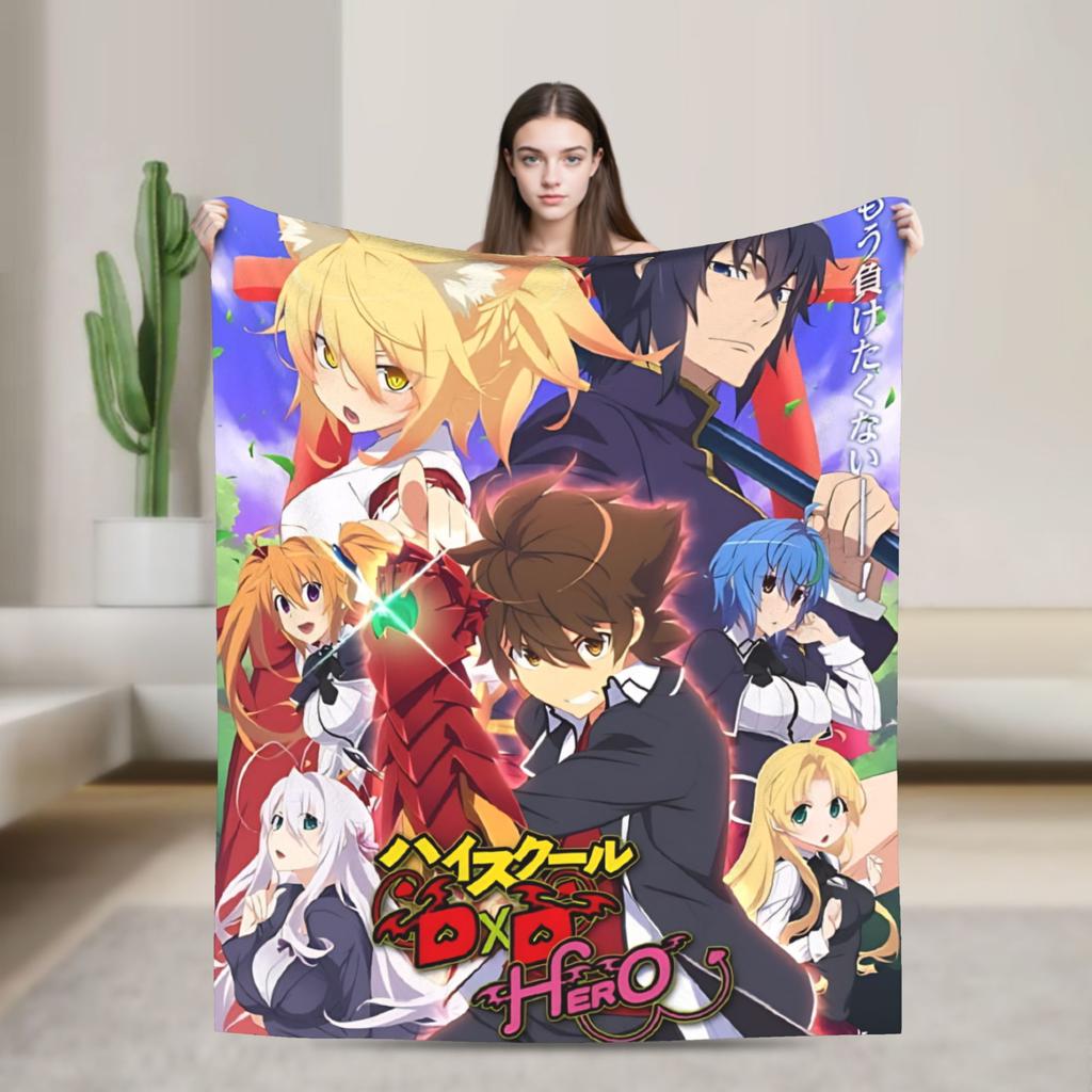 Superweiche Decken Dekorative High School DxD Überwurfdecke Anime Flanelldecke für Wohnzimmer Lustige Sofa-Bettdecke