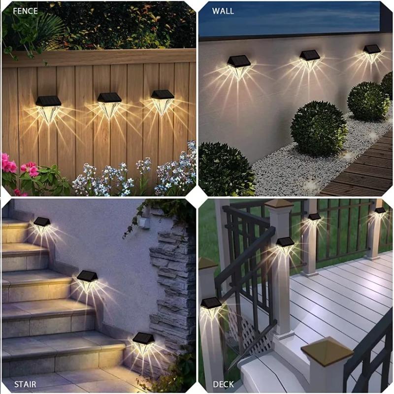 Solar Wall Lamp with Smart Light Control, LED Landscape Lighting for Garden, European Courtyard, Fence  Waterproof Wall Washing Lamp Night Light