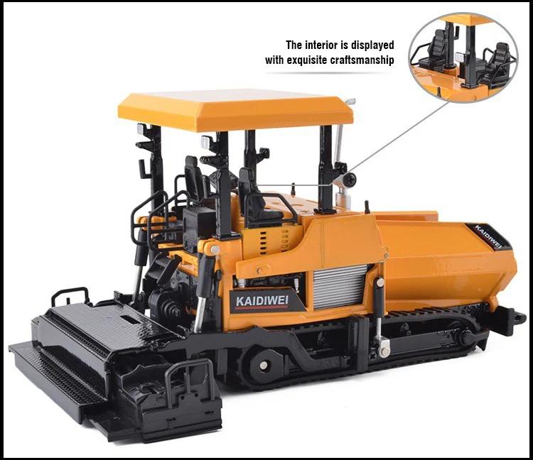 Non-Toxic 1/40 Alloy Diecast Model Car Engineering Truck Paver Model Machine Paving Asphalt Highway Construction Cars Kid Back Hoe Loader