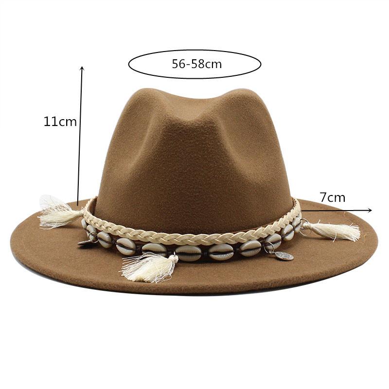 Woolen Top Hat, Minority Style Jazz Hat, Retro Flat-Brimmed Big Eaves Hat.