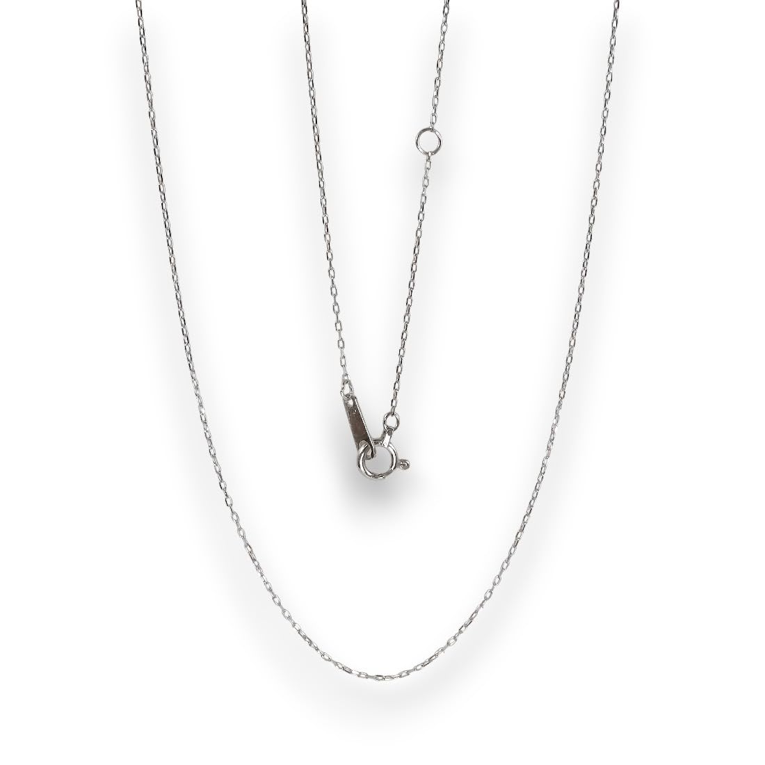 

[Your and My Jewelry Box] 10K White Gold (K10WG Stamped) Necklace, 40cm Azuki Bean Shape (Approx. 0.8mm Wide, 0.7g)