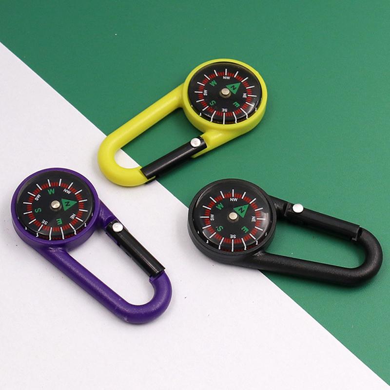 Multi-Functional Outdoor Keychain Mini Compass Mountaineering Key Ring Snap Hook Camping Hiking Tool Hiking Goods