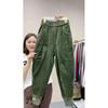 Damen Frühling Herbst Einfarbig Cordhose Elastischer Bund Haremshose Lässig Bündchenfuß Hose Damen