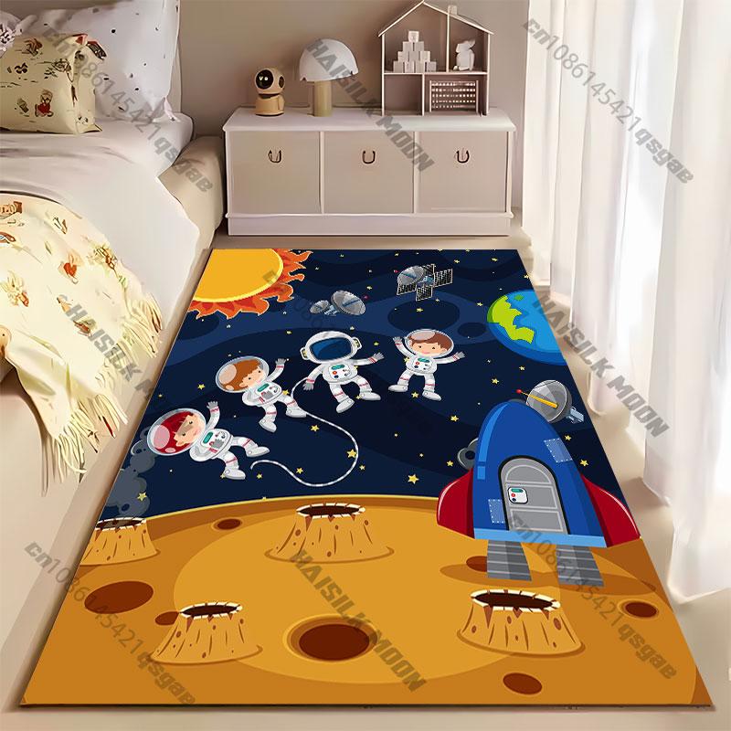 Children Exploring Space and Planets Carpet Yoga Living Room Room Decor Children's Crawling Mat Doormat Area Rug Games Mat