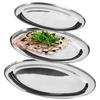 3x Silver Steel Serving Tray Oval Plate Platter Dish