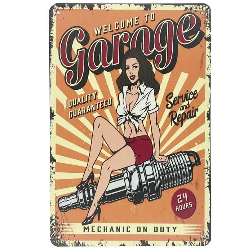 Pin Up Girl Metal Tin Signs Vintage Wall Art Painting Bar Pub Cafe Shop Home Decor Sexy Lady Poster Plate Plaque