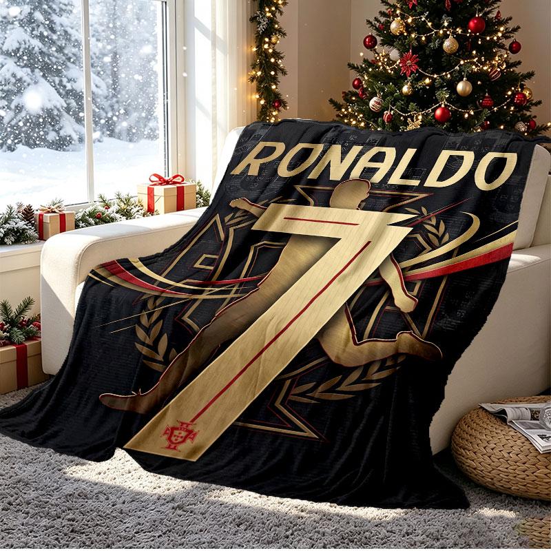 Cristiano Ronaldo Pattern Blanket for Home Decoration, Bed, Sofa, Car Travel, Camping, Suitable for All Seasons, Birthday Christmas Gift