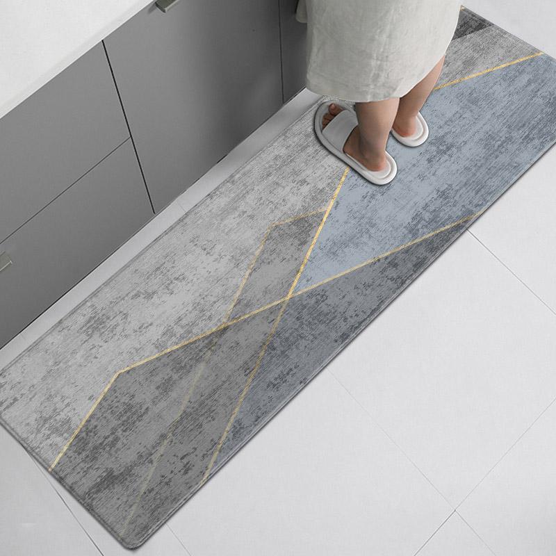 

Современные серые геометрические кухонные коврики для пола, моющийся мягкий коврик из пены с эффектом памяти, коврик для ванной комнаты, впитывающий коврик для прихожей 40x60cm 1pcs