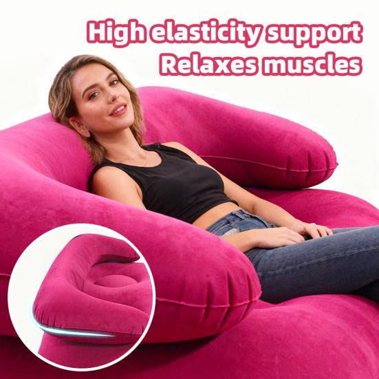 Huaqianguhh Inflatable Flocked Sofa for Adults, Heavy Duty Blow-up Lounge Chair, Single Double Air Couch Indoor Outdoor Living Room
