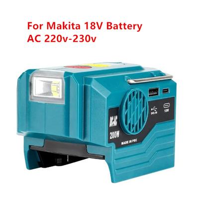 Inverter USB+Type-C Outdoor Camping Battery Adapter For Makita 18V Battery Power