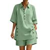 Women's Linen Two-Piece Set: Short-Sleeve Shirt & Loose Pants (2026)