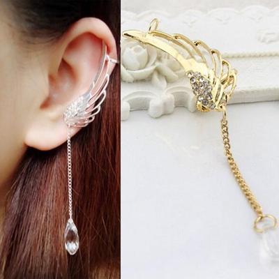 1 Pair Fashion Earrings Crystal Inlaid Angel Wing Chain 1 Pair Fashion Earrings Crystal Inlaid Angel Wing Chain