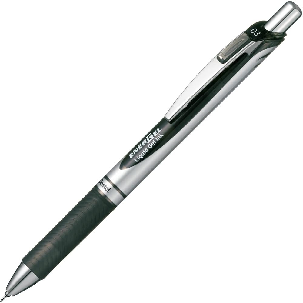 Pentel Ballpoint Pen Gel Ink Gel Knock Type 0.3 mm Silver Shaft BLN73-A Black
