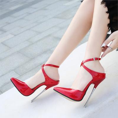 2025 New 16cm Ultra High Heel Sling Women's Sandals Metal High Heel Shoes High Heel Shoes Large Heel Shoes Thin Heel