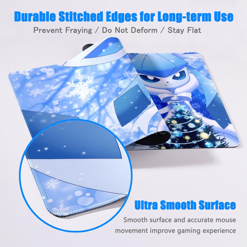 Anime Pokemon Mouse Pad Eevee Glaceon PC Cabinet Mousepad Gamer Keyboard Tablepad E-Sports Desk Accessories Gaming Extended Mat
