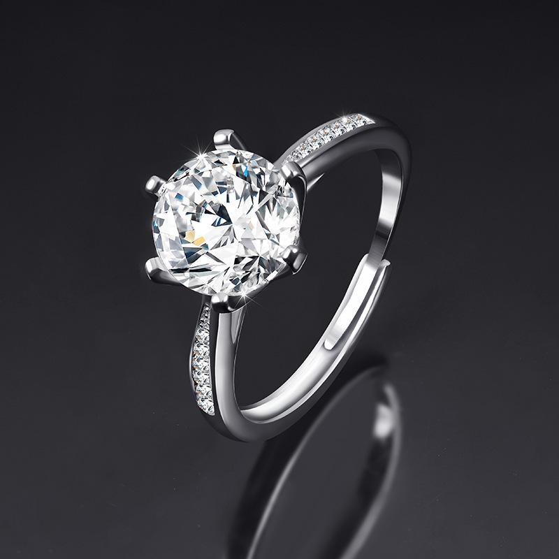 Women s Adjustable Imitation Moissanite Ring - Classic, High-End, One Carat Design for Couples Adjustable Open