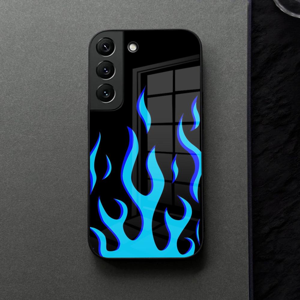 Fashion Flame Pattern Phone Case Glass For Samsung Galaxy S21 S26 S25 S22 S20 S24 S23 Ultra Fe Plus A16 A34 A54 A24 Coque