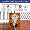 2D Flat Boo Cute Ghost Bat Orange Background Metal Sign - 8.0x12.0inch Aluminum Wall Art, Funny Halloween Front Porch Farmhouse Decor, Pre-Drilled