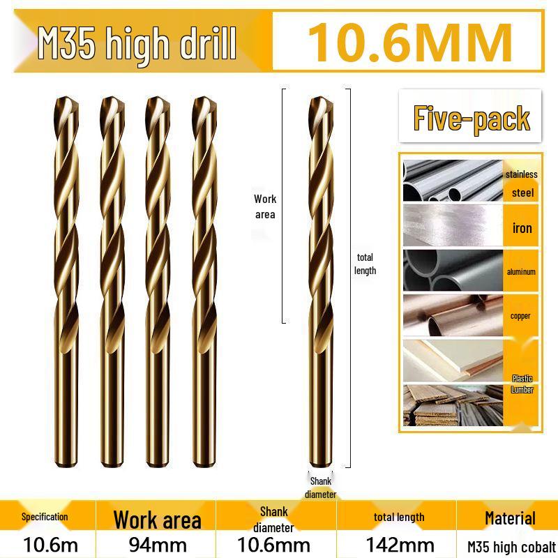 Burghiu elicoidal M35 Cobalt pentru tablă metalică din oțel inoxidabil de înaltă duritate.