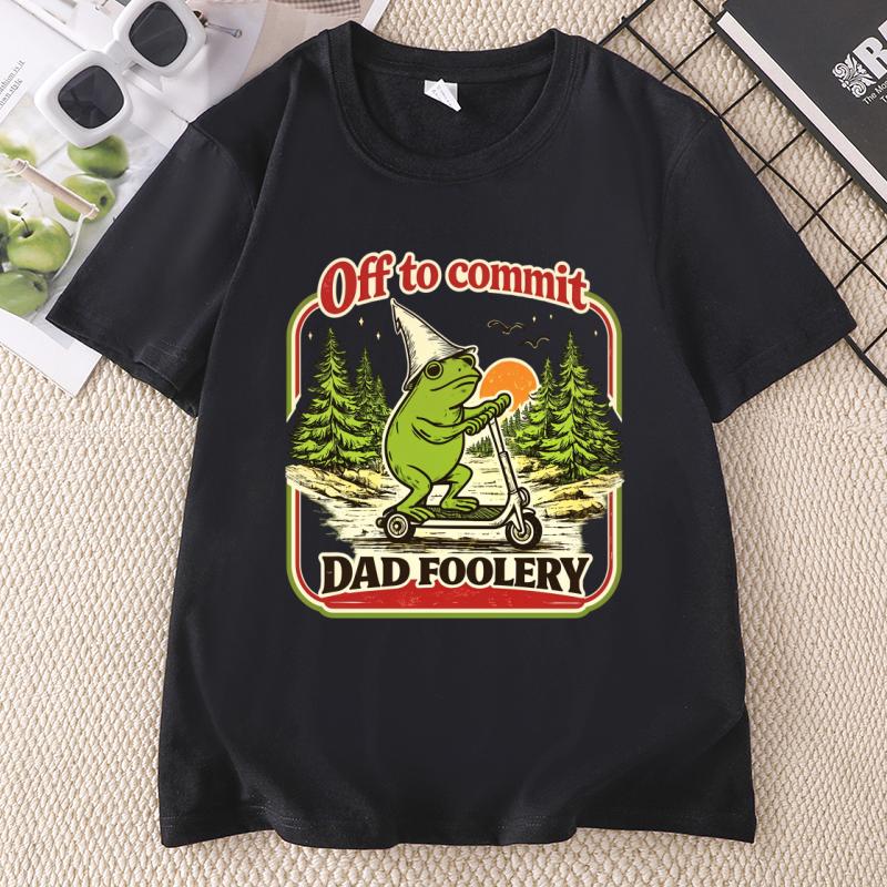 Dad Frog Off To Commit Tshirt Funny Frog Scooter T Shirt Pregnancy AnnounceUnisext Tee Oneck Short Sleeve Printed Clothes
