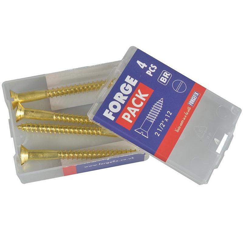 Forgefix Wood Screws, Slotted, Csk, Brass