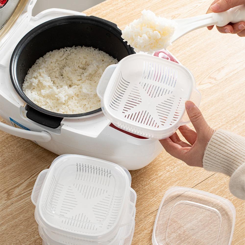 

Double Layer Rices Freshing Box Fruit Vegetable Organising Box Kitchen Accessories white