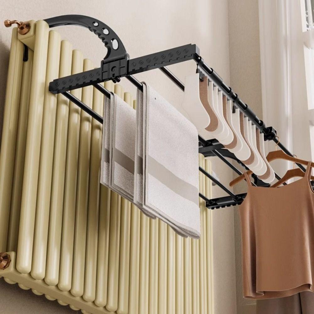 Carbon Steel Retractable Radiator Cloth Airer Adjustable Clothes Drying Rack  Laundry