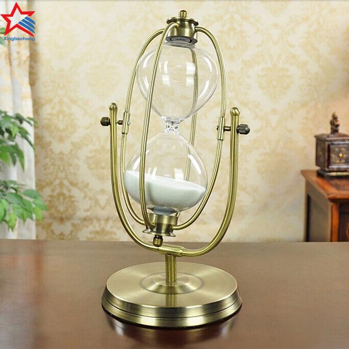 Metal Copper Art Rotating Hourglass Ornament Advanced Sense Timer Creative Gift Handicraft Quicksand Ornament