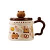 Capybara Mug With Lid Cute Ceramic Coffee Cup Office Couple Women 400ml