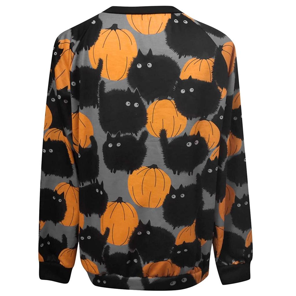 Halloween Fashion Women's Casual Long Sleeve Printed Ladies Sweatshirt Tops