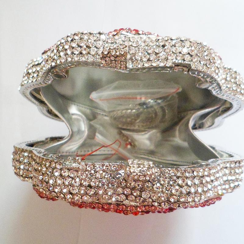 Green Pink Floral Crystal Evening Clutch Bag Women’s Diamond Wedding Bridal Purses And Handbags Bling Party WhiteFlower Ba
