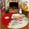 Christmas Santa Claus Circular Carpet Soft Washable with Anti Slip Bottom Living Room Bedroom Home Decoration Perfect Decoration