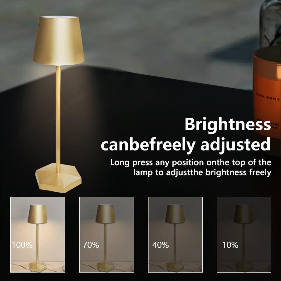 Rechargeable 3 Color Stepless Dimming Desk Lamp Portable LED Desk Lamp for Restaurant Bedroom Bars Home Creative Deco Lighting