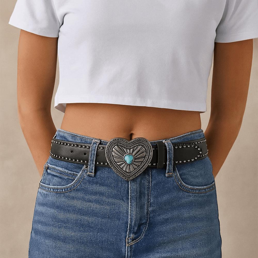 Punk Wide Waistband Korean Style Y2K Girl Waistband Adjustable PU Leather Rivet Belt  Outdoor