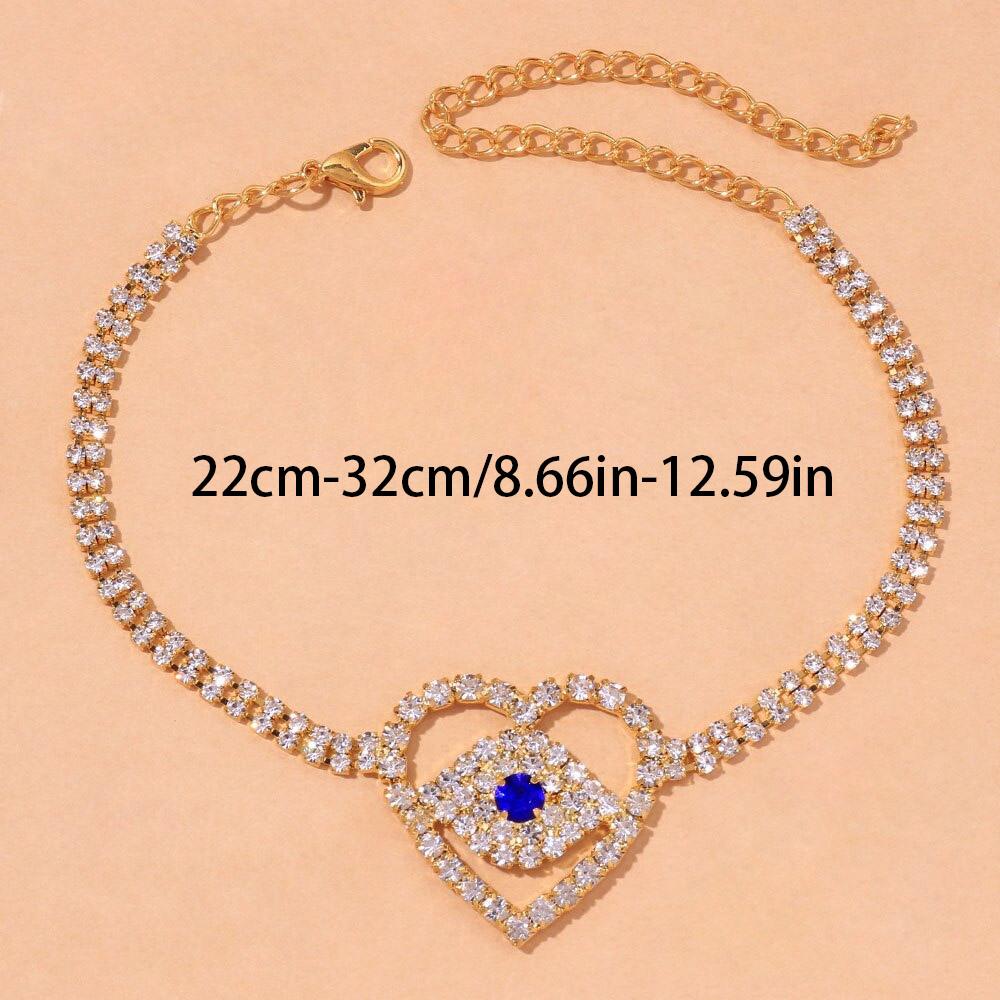 Stonefans Boho Blau Evil Eye Herz Fußkettchen Armband Großhandel Für Frauen Tennis Strass Fußkettchen Armband Kette Barfuß Schmuck