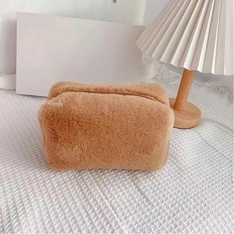Plush Makeup Bags for Women Soft Travel Cosmetic Bag Organizer Case Young Lady Girls Make Up Case Necessaries Clutch Bag New