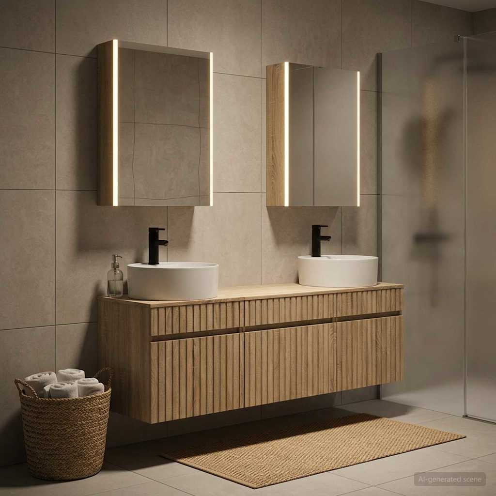Bathroom Cabinet Set 5 pcs Sonoma Oak 53 x 15.5 x 70 cm