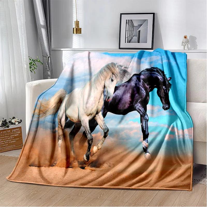 Horse Animal Pentium Gallant Steed Blanket,Soft Throw Blanket for Home Bedroom Bed Sofa Picnic Travel Office Cover Blanket Kids