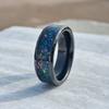 8mm Polished Dome Tungsten Ring with Multi-Color Opal Inlay for Men and Women – Black Tungsten Design Free Custom Engraving