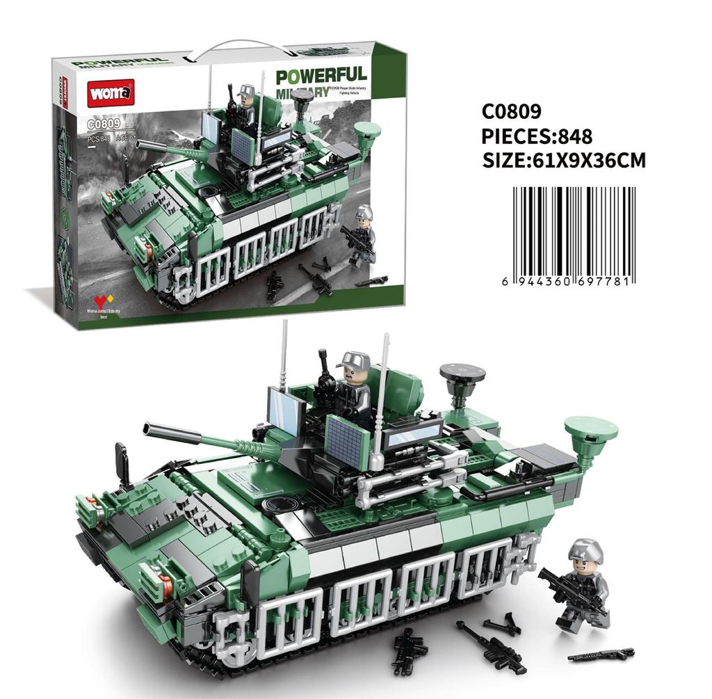 Military Tank Building Blocks Model Toy - Armored Vehicle Assembly Interlocking Set for Kids