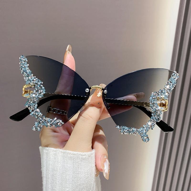 

High-end Rhinestone Oversized Butterfly Sunglasses for Women, Sunshade Sunglasses, UV Protection Glasses