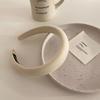 Retro French Wide Skull Top Sponge Headband for Women - Milk Coffee Color Hair Accessory