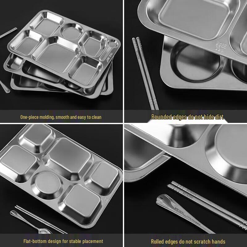 JingJingRS 304 Stainless Steel Divided Dinner Plate